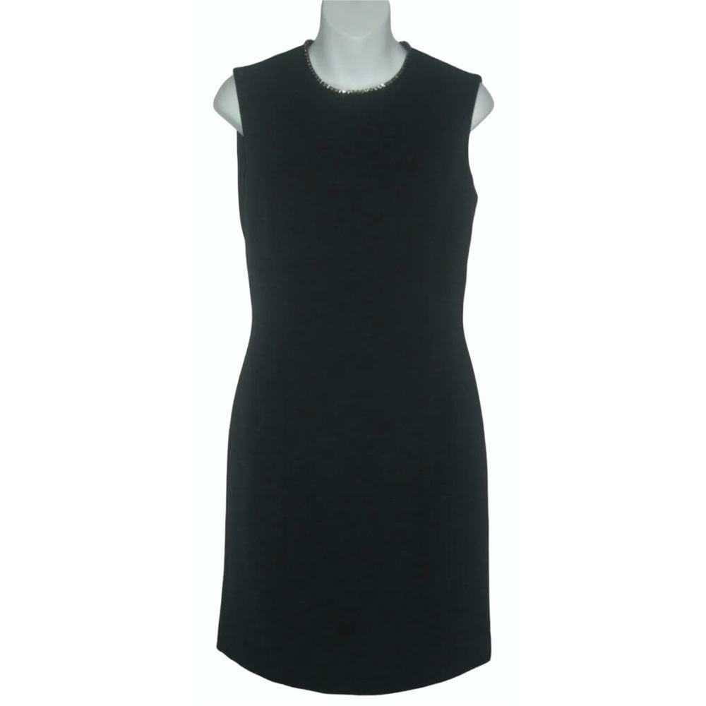 Tahari Dress Black Rhinestone Sheath LBD Open Back Bling Audrey Hepburn Mob Wife